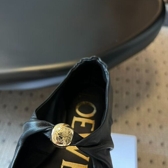 Loewe Ballet Flats – Black Leather with Gold Button, Brand New! - Picture 7 of 9